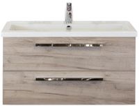 BES LED Seville Badmeubelset 100 cm - Craft Oak - Wastafel Djazz 1 Kraangat