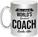 Bellatio Decorations Shoppartners Bv This is what the worlds greatest coach looks like cadeau koffiemok / theebeker - 330 ml - zilverkleurig - begeleider - verjaardag / bedankje / cadeau - tekst mokken