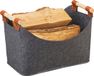 Merkloos Relaxdays vilten mand - 27 x 40 x 22 cm - opvouwbare houtmand - met hengsels - donkergrijs