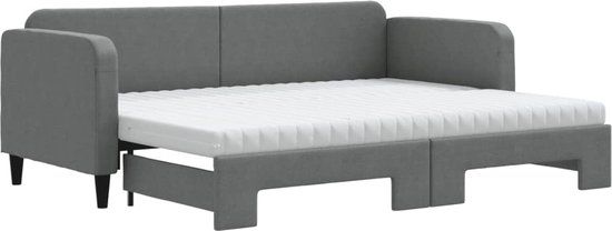 vidaXL Slaapbank met onderschuifbed - Stof - Donkergrijs - 80x200 cm