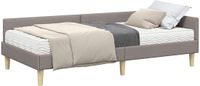 vidaXL Hoekbedframe met matras, 2-delig, taupe, stof