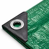 Afdekzeil, 3 x 3 m, afdekzeil en beschermend zeil, groen, tuinzeil en multifunctioneel zeil, waterdicht, 200 g/m², groen, dekzeil met ingestanste ringen, voor tentzeil, tentzeil en camping, bouwzeil