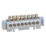 Legrand 004822 Klemlijst blank op houder, 4 aansluitingen, 1,5 mm² tot 16 mm², 75 mm lang, goud/grijs