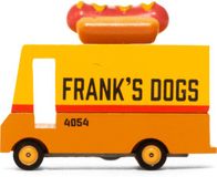 Candylab Toys Candycar Vans : HOT DOG VAN (F171) 8.4x4.1x6.5cm, Bois moulé sous pression, en boîte cadeau, 3+
