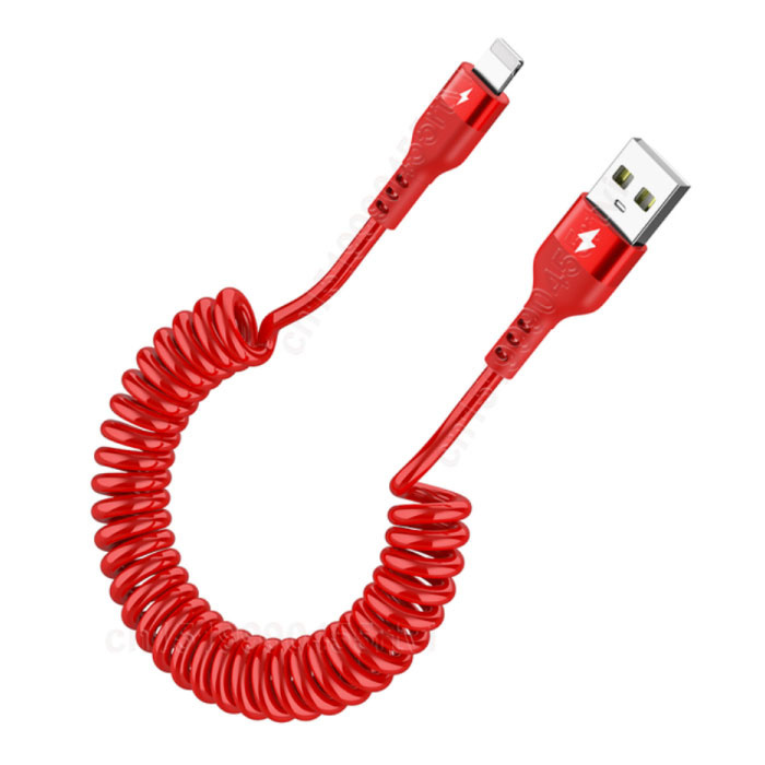 8.0 8D Spiraal Oplaadkabel voor iPhone Lightning - 1,5 meter - 2.4A Oplader Data Kabel Rood