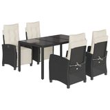 vidaXL 5-delige Tuinset met kussens, polyrattan, zwart