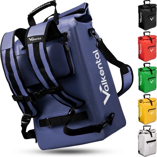 Valkental ValkOne 3-in-1 Fietstas - 23L - Blauw - Waterdicht & Reflecterend
