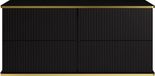 Vente-unique Hangmeubel met ribbels voor onder wastafel met gouden rand - Zwart - 120 cm - KELIZA