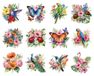Vintage Set de 12 Plaques de repassage avec Motifs floraux