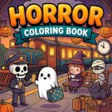 Horror Coloring Book: Spooky Cute Ghost Train and Night Railway Station