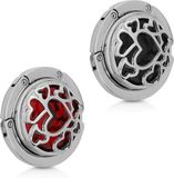 kwmobile Tassenhaken voor tafel - Set van 2 Draagbare tashangers - Opvouwbare tassenhangers voor tafel - Met leuk design - In zwart / rood / zilver