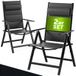Jardin chaise, set de 2, noir, pliable, rembourré, réglable en aluminium, capacité de charge 120 kg, résistant aux intempéries