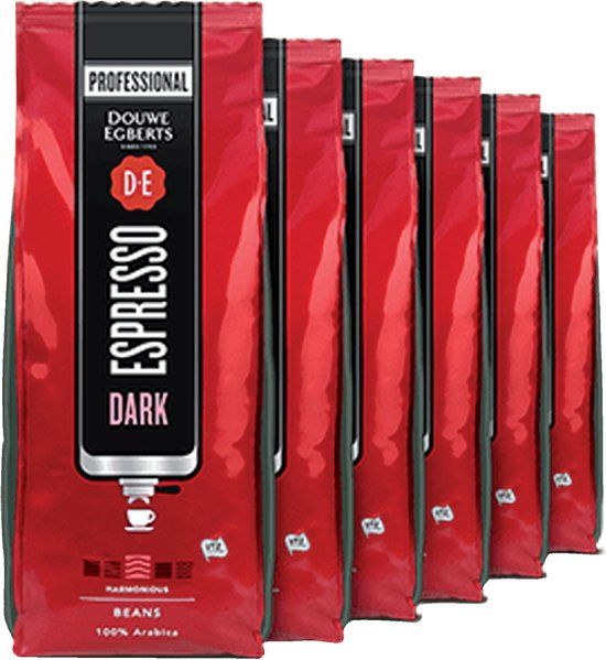 Douwe Egberts Espresso Bonen Dark Roast - 6 x 1kg - UTZ Certified