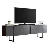 Dmora Centaurus Tv-meubel, lage kast voor de woonkamer, met wandhouder, 180 x 30 x 50 cm, antraciet en zwart