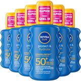 NIVEA Sun Protect & Hydrate Zonnebrand SPF 50+ - 6 x 200 ml - Voordeelverpakking