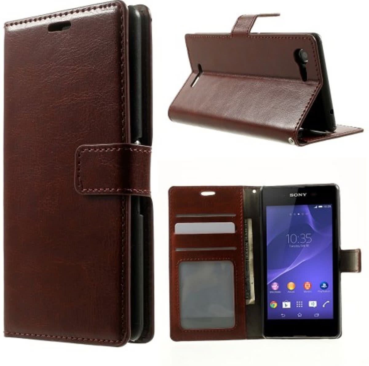 Cyclone wallet hoesje Wallet hoesje Sony Xperia E3 bruin
