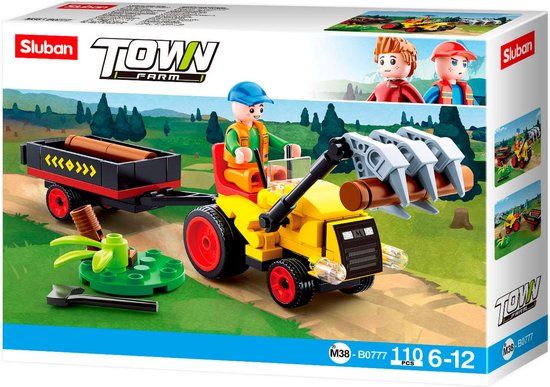 Sluban Town - Traktor met Boomstammen - Bouwset - 110 Onderdelen - Multicolor