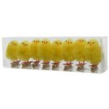 Decoris Decoratie kuikentjes - 8x stuks - geel - op clip - 5,5 cm