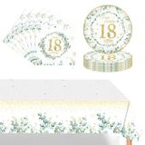 Sage Green Set de vaisselle pour 18e anniversaire, 37 pièces