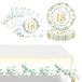 Sage Green Set de vaisselle pour 18e anniversaire, 37 pièces