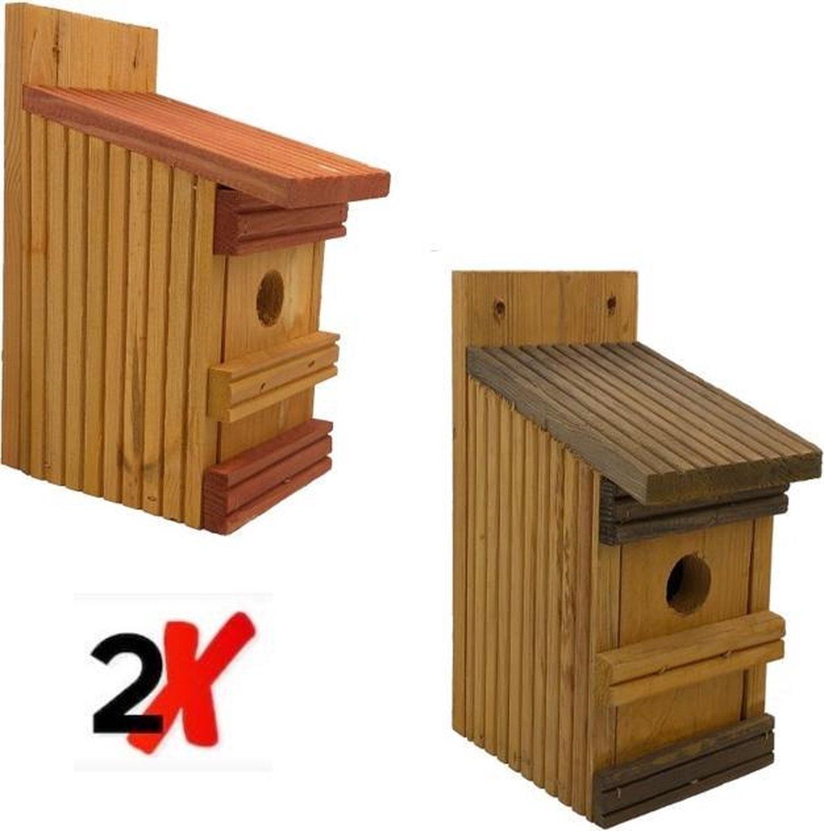 Garden Spirit - 2x Nestkast Meesjes van Vlonderhout - Vogelhuisje + Vogelvoer starterkit