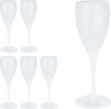 Merkloos Relaxdays champagneglazen kunststof, set van 6, plastic cavaglazen, BPA-vrij, herbruikbaar en onbreekbaar, 140 ml, wit