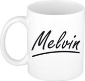 Bellatio Decorations Melvin Naam koffiemok - wit - Keramiek - 300 ml
