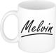 Bellatio Decorations Melvin Naam koffiemok - wit - Keramiek - 300 ml