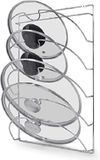 Joeji's Kitchen 2-weg installatie Pan Deksel Houder Kastdeur, Ijzerdraad Deksel Organizer voor Kast of Muur, 5-Slot 27,5 x 43 cm Pot Deksel Opslag, Multifunctioneel Pot Deksel Rek voor Opbergen of Drogen Deksels & Ander Keukengerei