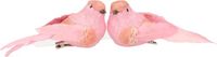 Billiet - Vanlaere 2x stuks kunststof decoratie vogels op clip roze 12 cm