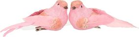 Cosy & Trendy Billiet - Vanlaere 2x stuks kunststof decoratie vogels op clip roze 12 cm
