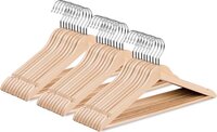 Wicotex Houten Kledinghangers - Set van 30 - Met Rok Inkepingen en Broekspijpen - Draaibare Haak - Naturel