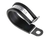 RS PRO Kabelhouder P-klem voor schroeven, kabel-Ø 25 mm staal zwart 12,7 mm x 1,4 mm, verpakking van 5 stuks