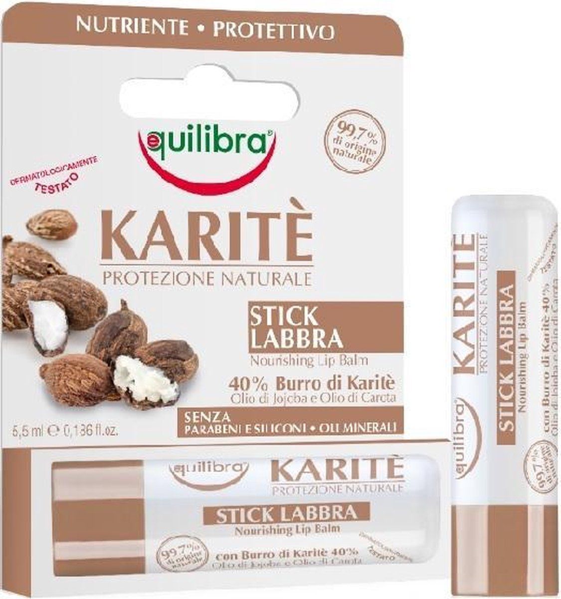Equilibras Equilibra - Karite Protezione Naturale Stick Labbra Nourishing Lip Balm Balm Lip With Shea Butter 5.5Ml