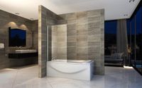 Aloni Badwand 6mm 70x140cm - Transparant Glas - Met Profiel - Antikalkbehandeling