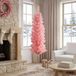vidaXL - Kunstmatige - slanke - kerstboom - 120 - cm - PVC - en - Staal - Roze
