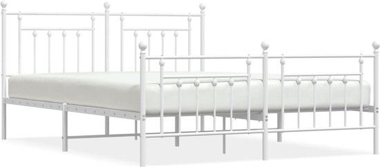 vidaXL Bedframe met hoofd- en voeteneinde, metaal, wit, 183x213 cm