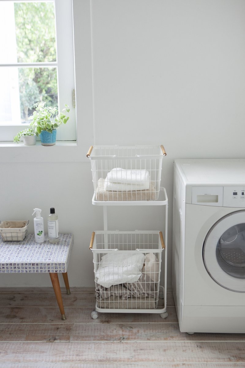 Yamazaki Laundry cart 2 tier - Tosca - white