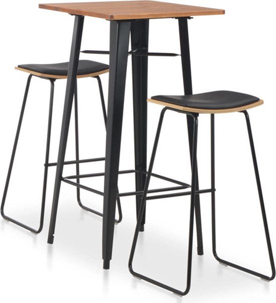 vidaXL 3-delige Barset staal zwart