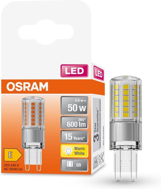 OSRAM LED G9 Lamp - 4.8W - 600lm - Warm White - Non-Dimmable