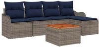 vidaXL Tuinbank - Set - 6 - st - Grijs - poly - rattan