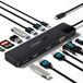 Lemorele Laptop docking station met dubbele monitor, hub | 2 x HDMI 4K, 100 W PD, VGA, 5 3.0/2.0, USB 3.0, PD, SD/TF, 3,5 mm voor Lenovo laptops, Surface, MacBook