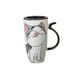Lachineuse - Kawaii Lucky kattenmok 600 ml - Grote XXL witte porseleinen mok - Japanse thee- en koffiemok - met geïsoleerd deksel - Lucky Cat - Cadeau-idee Japan Azië mok - Reuzenmok