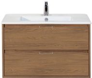 BES LED Porto Badmeubelset 90 cm - Honey - Keramische Wastafel Wit Slim