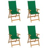 VidaXL Tuinstoel Terras Gecapitonneerde Zitting Teak Groen 4 Stuks