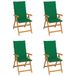 VidaXL Tuinstoel Terras Gecapitonneerde Zitting Teak Groen 4 Stuks