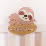 WONDEE Vintiun Deurbordje voor kinderkamer, beer, personaliseerbare houten namen voor deuren en kamers, meisjes en jongens, origineel cadeau voor baby's