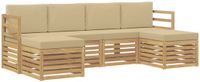 vidaXL Bank loungeset 4 zitplekken acacia hout wit en beige