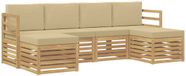 vidaXL Bank loungeset 4 zitplekken acacia hout wit en beige