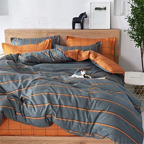 Treer 3-delige beddengoedset - Microvezel - Tartan - Oranjegrijs - 150/160-220x240 cm